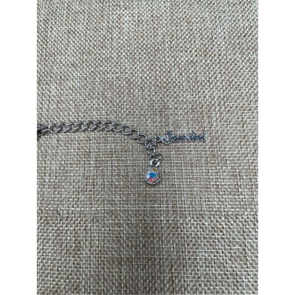 Rhinestone Statement Necklace Silver Prom Wedding Sparkle Bling - Picture 3 of 9